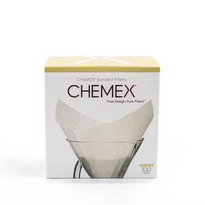 Outer packaging box for Chemex paper filters.